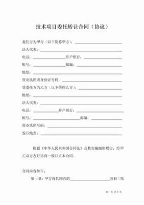 技術(shù)轉(zhuǎn)讓項目合同協(xié)議
